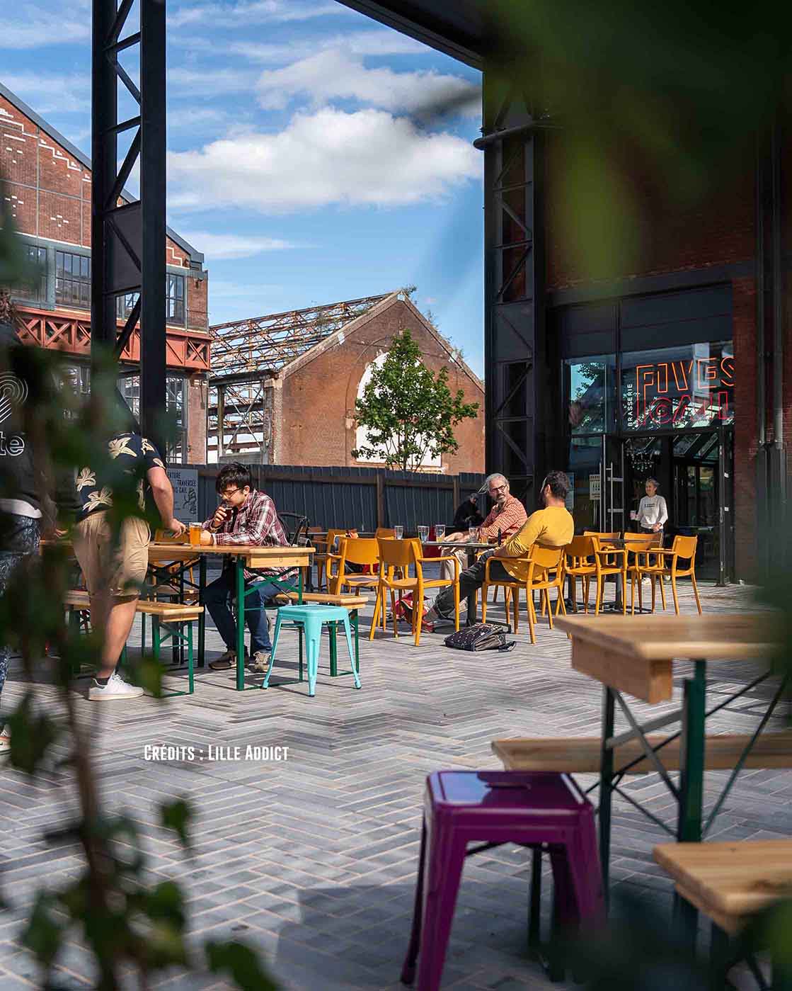 Terrasse et architecture de Fives Cail à Lille